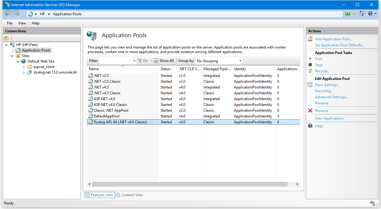 iis application pools