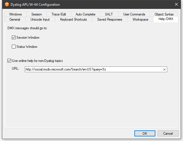 configuration dialog help dmx tab