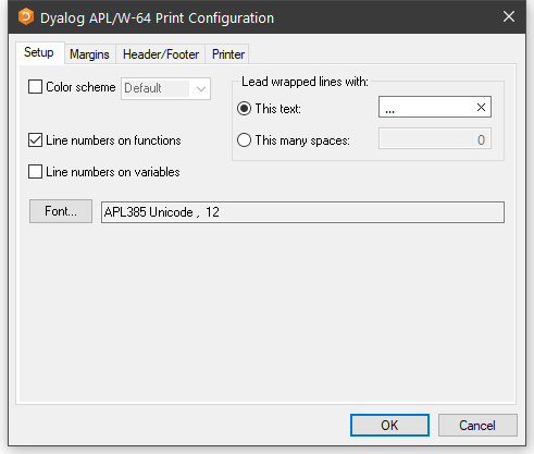 print configuration dialog setup tab