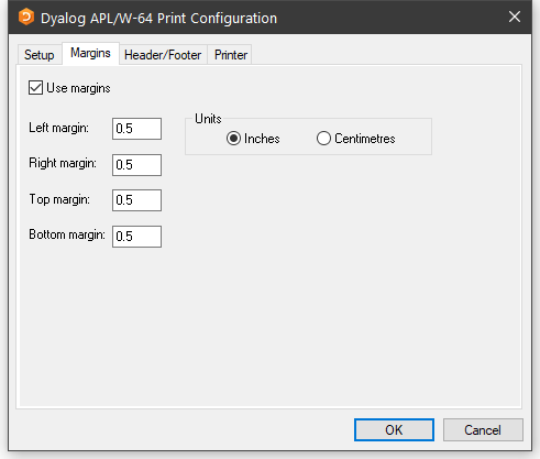 print configuration header footer tab